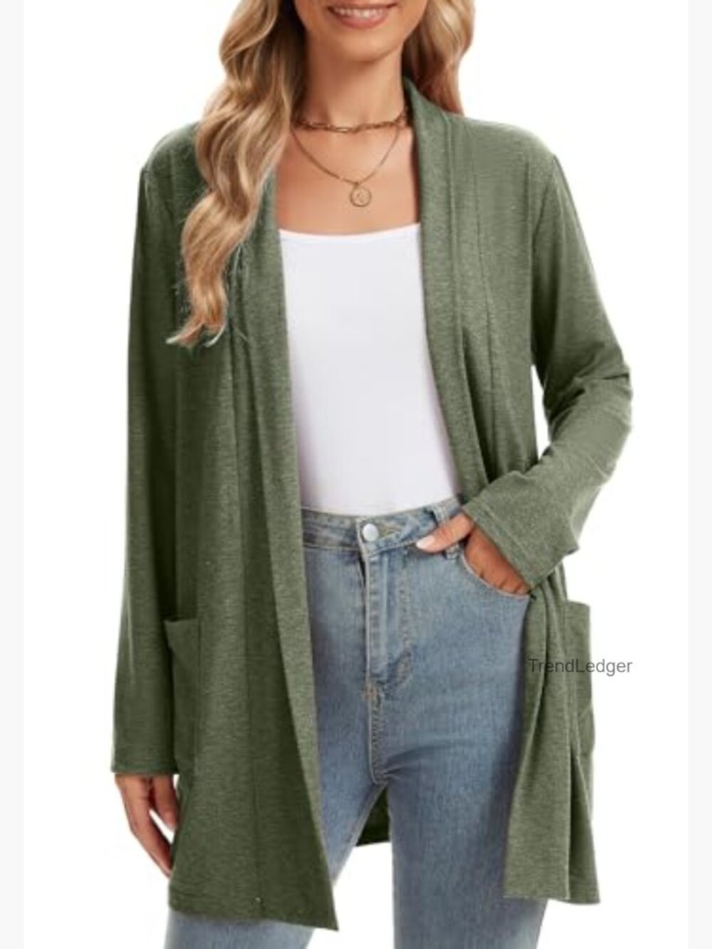 Womens Cardigan Long Sleeve Lightweight with Pockets Business Casual - Picture 3 of 6